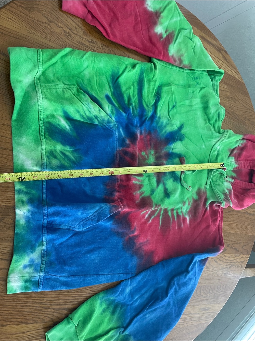 Women’s Tie-Dye Hoodie Sweatshirt - Green, Blue & Pink